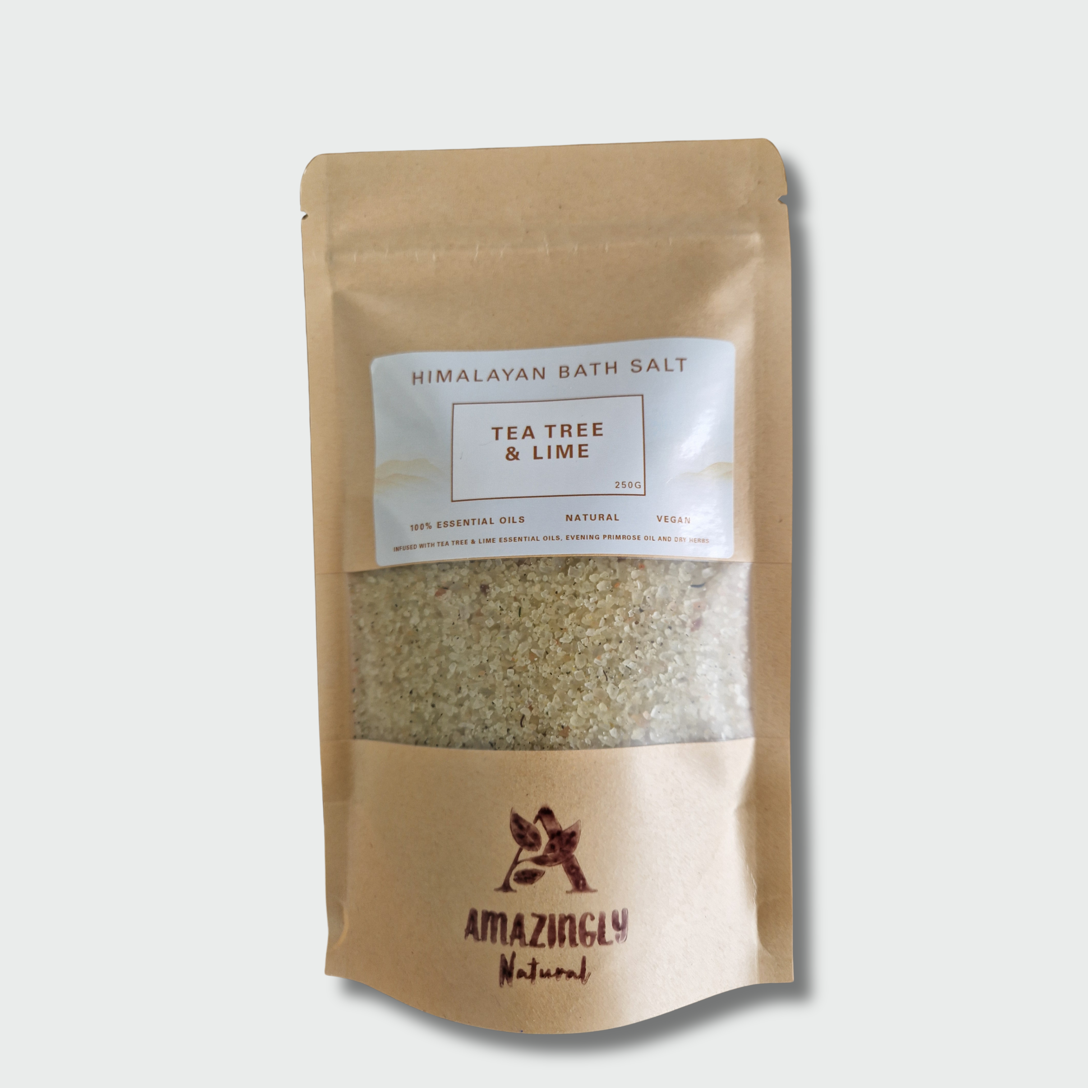 Himalayan Bath Salt - Tea Tree and Lime essential oils + Evening Primrose oil + Dry Herbs